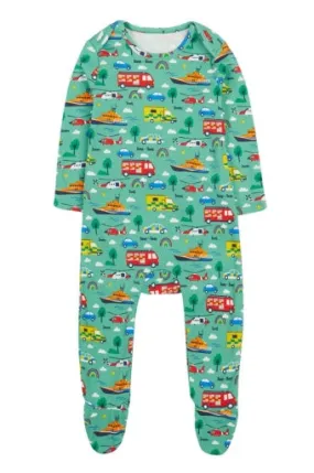 Frugi Easy Dressing Printed Babygrow - To The Rescue