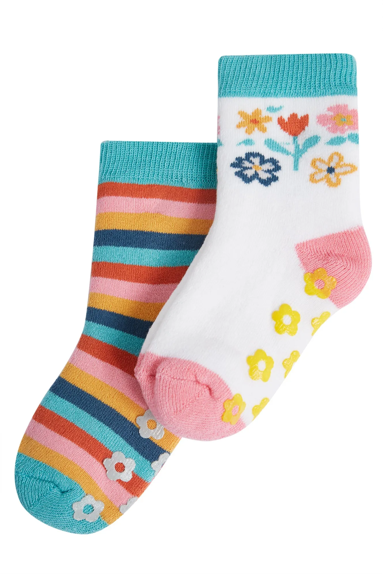 Frugi Grippy Socks 2 Pack - Floral Multi Pack