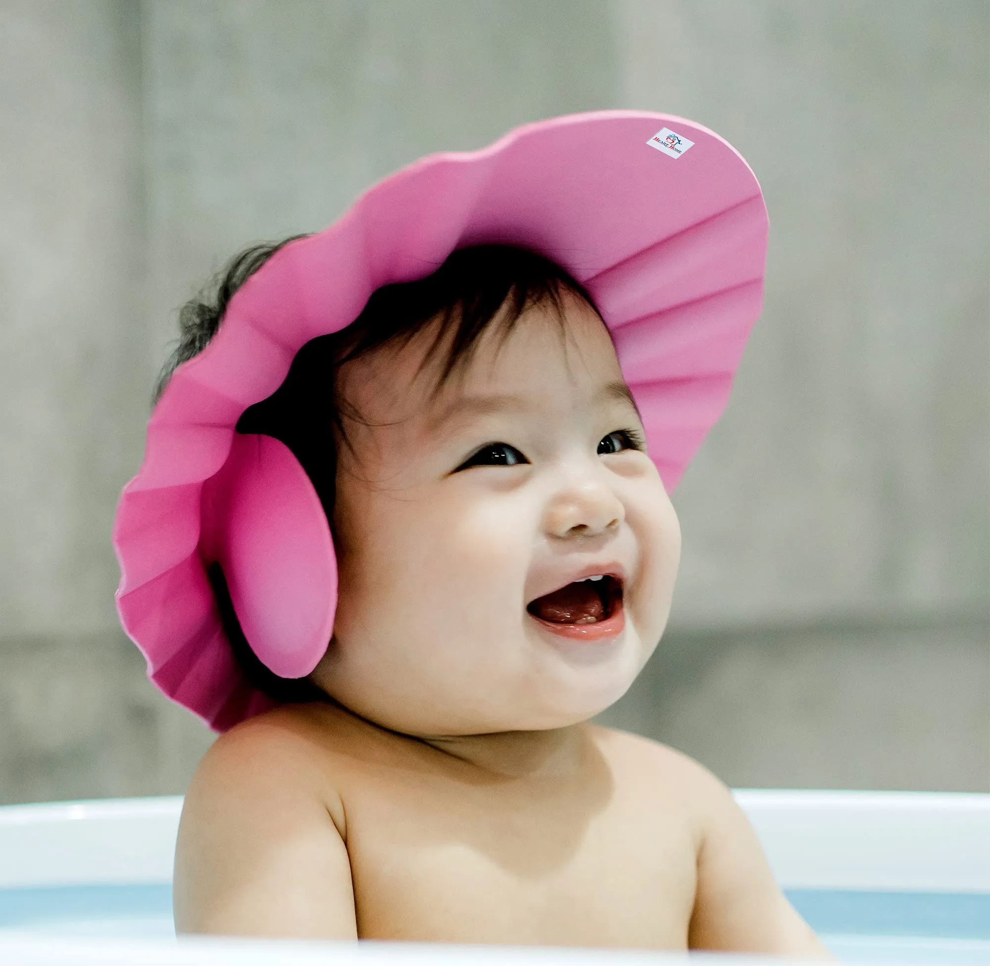 Heart Home Eva Foam Soft Adjustable Bath Cap for Toddler/Baby/KidS|Soft & Flexible Material|Size 30 x 28 CM (Pink)-HS_38_HEARTH21347