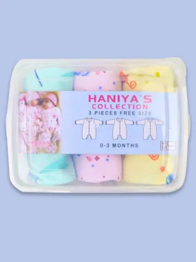 HG Pack Of 3 Newborn Gift Set 0 Mth - 3 Mths Designed without booties Multicolor & Multidesign