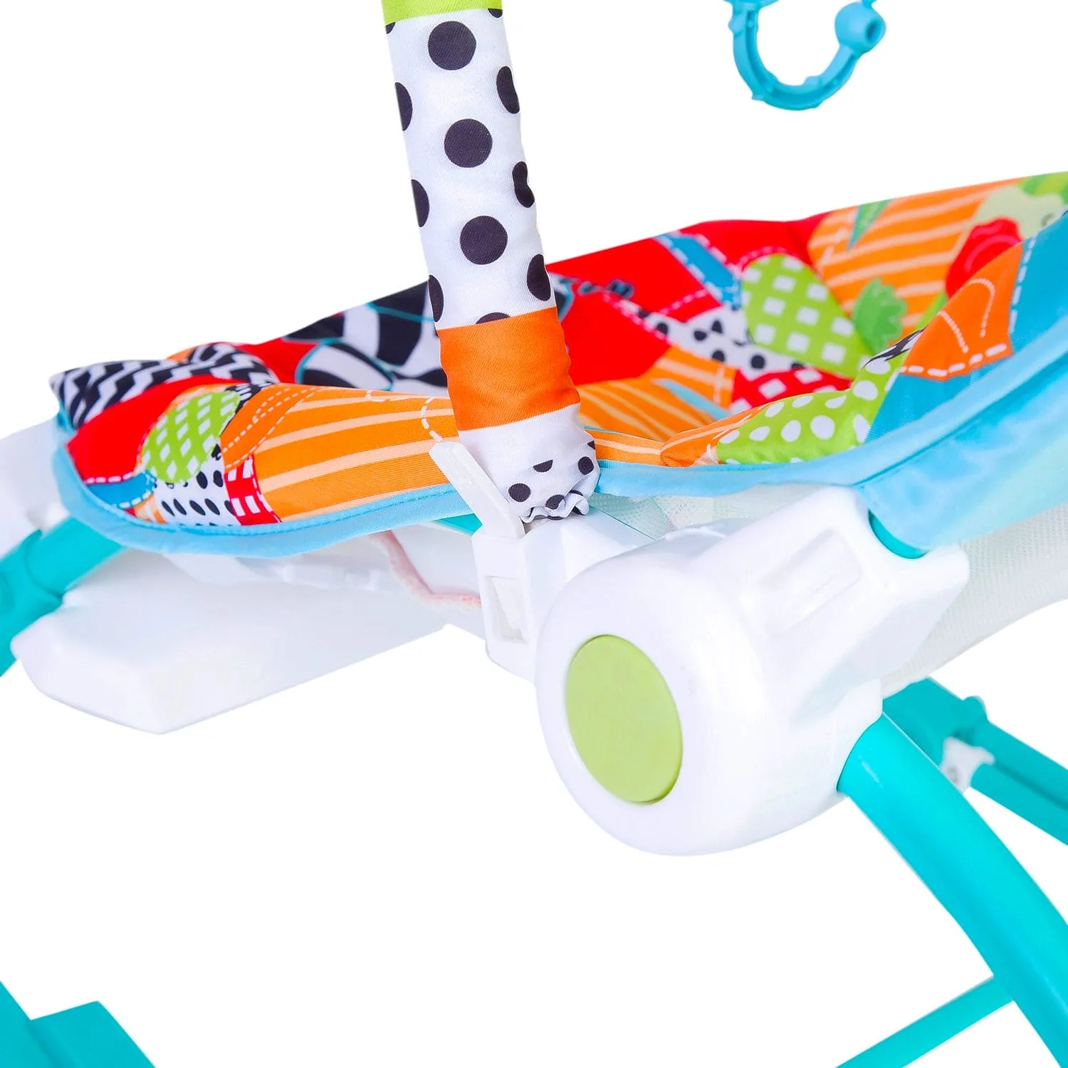 Infant To Toddler Happy Baby Bouncer With Hanging Toys Blue And Green