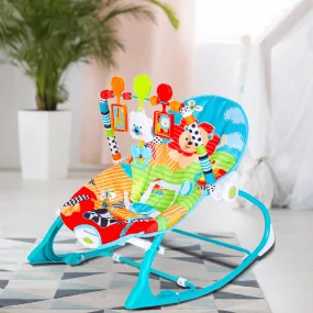 Infant To Toddler Happy Baby Bouncer With Hanging Toys Blue And Green