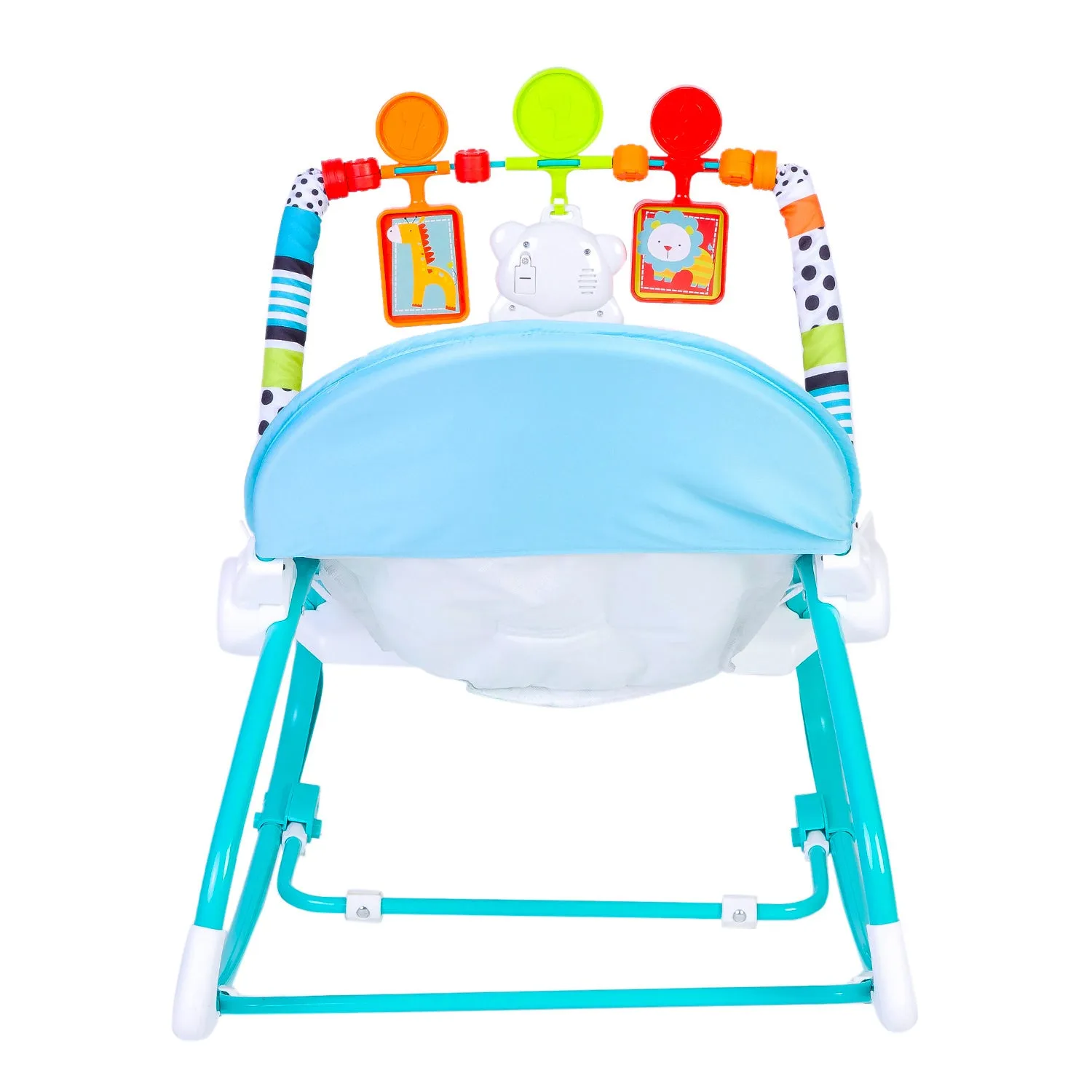 Infant To Toddler Happy Baby Bouncer With Hanging Toys Blue And Green