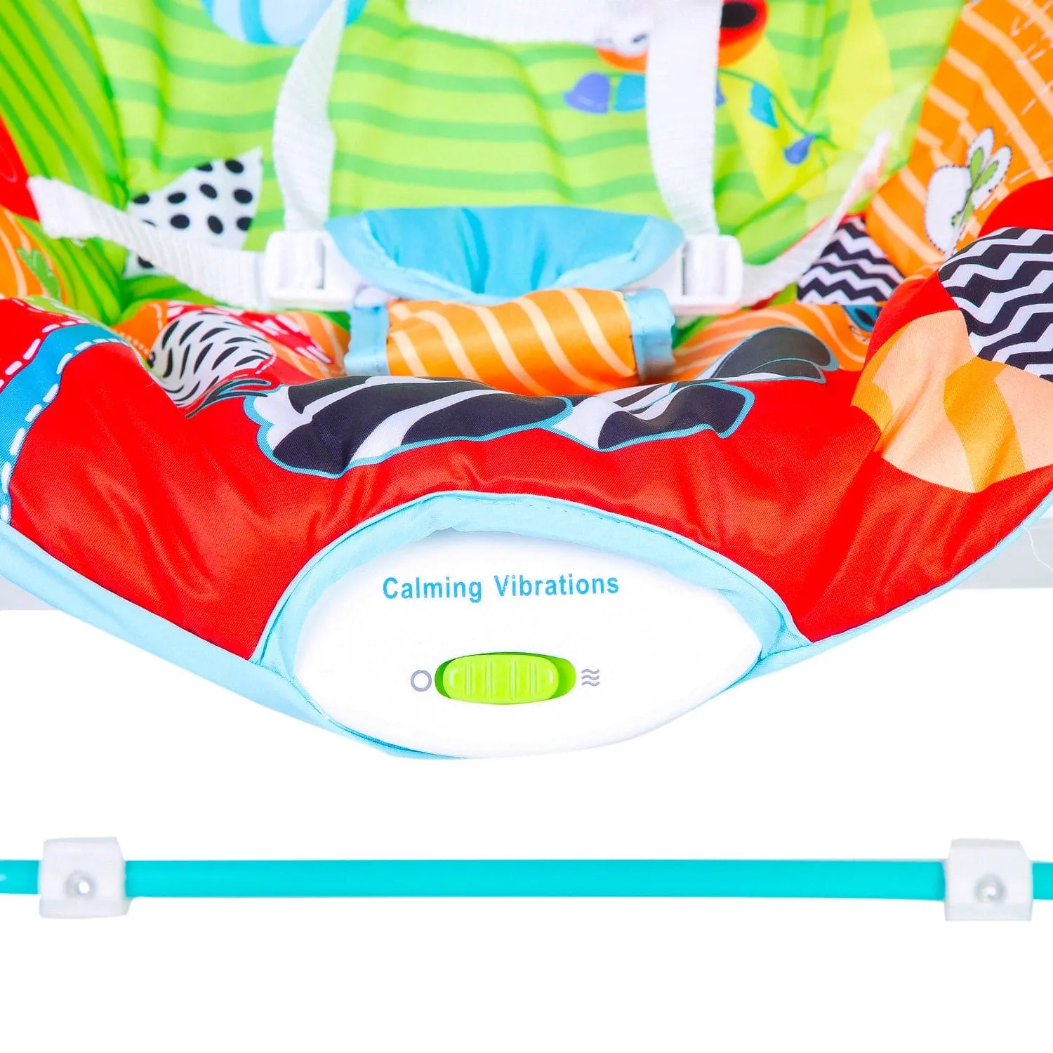 Infant To Toddler Happy Baby Bouncer With Hanging Toys Blue And Green