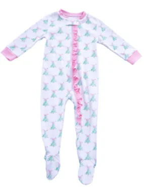 James & Lottie One Piece Zip Up Jammies - Christmas Tree (3m-9m footed) (12m-3T footless)