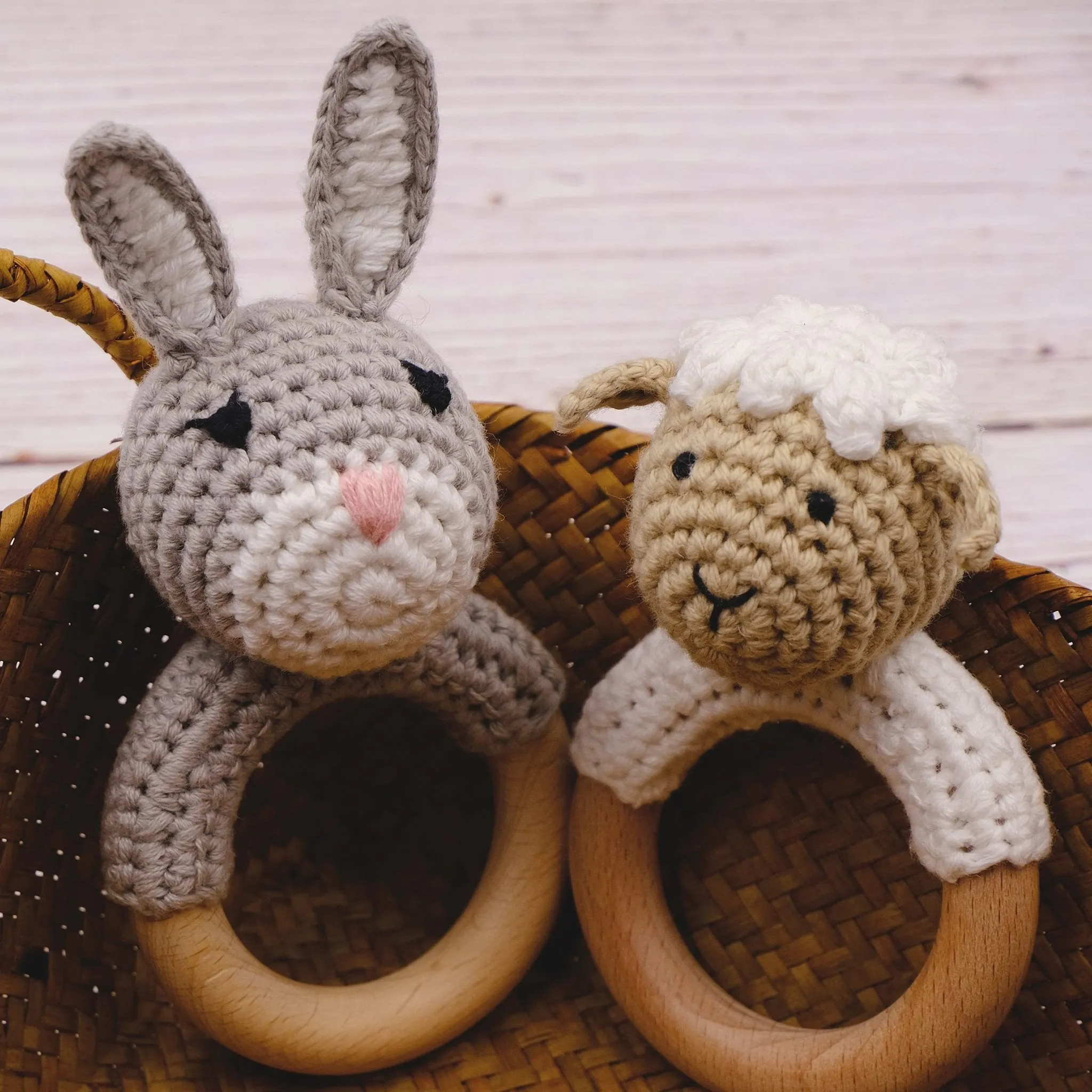 Joliecraft: Handmade Cotton Teether with Rattle – Soft & Sensory