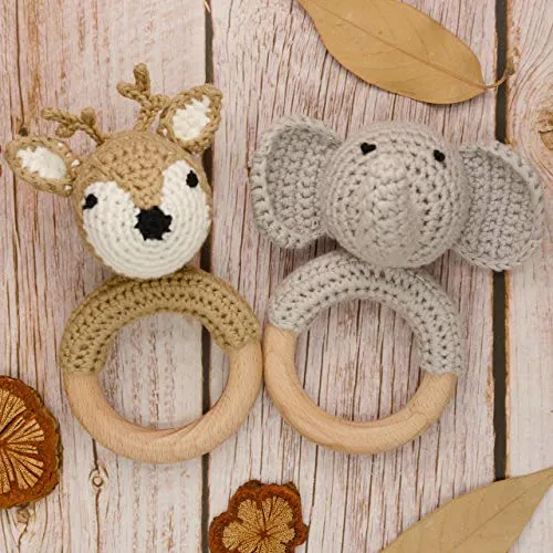 Joliecraft: Handmade Cotton Teether with Rattle – Soft & Sensory