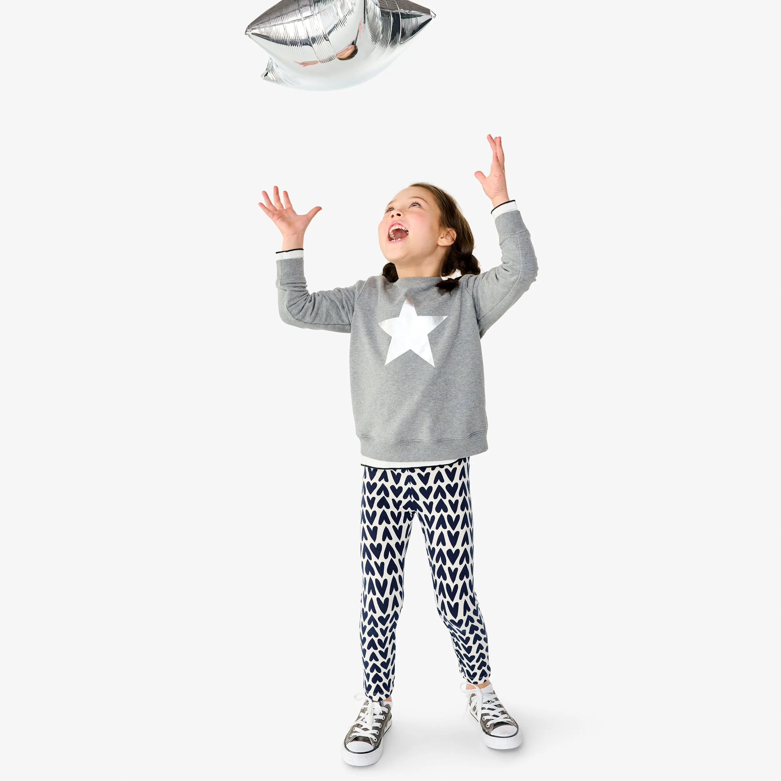 Kids french terry cozy legging in cutout heart