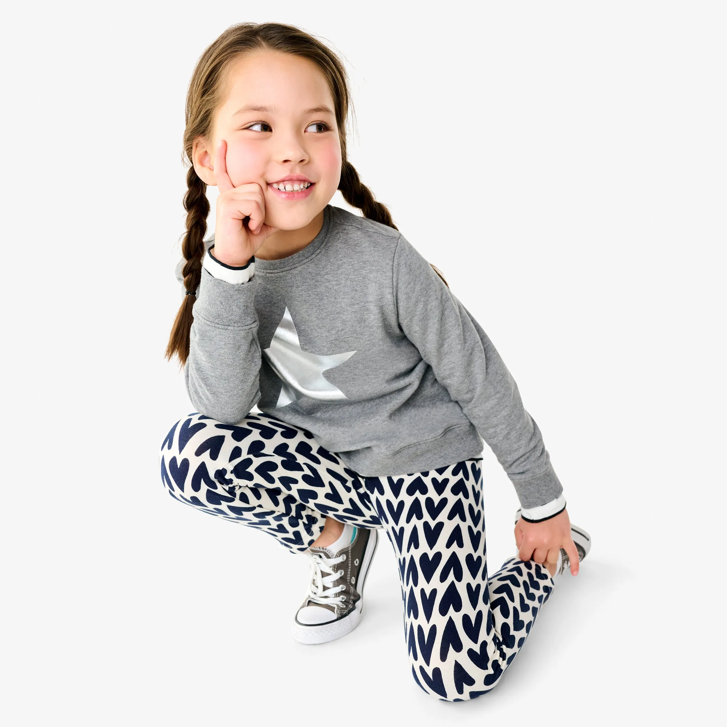 Kids french terry cozy legging in cutout heart