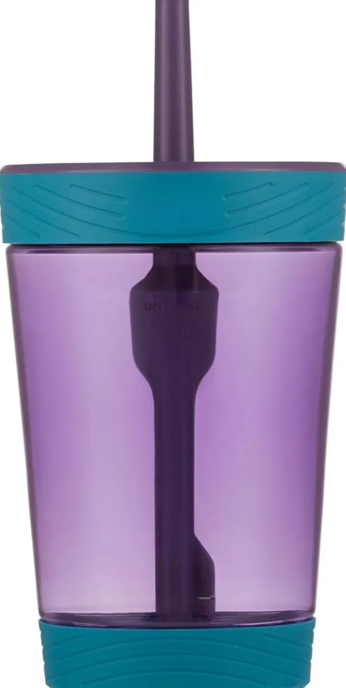 Kids Spill-Proof Tumbler with Straw, 14oz, Eggplant