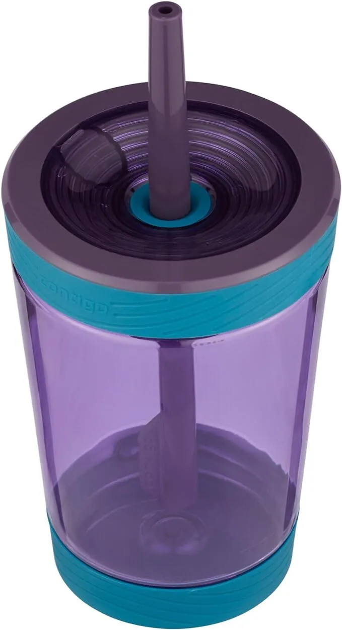 Kids Spill-Proof Tumbler with Straw, 14oz, Eggplant
