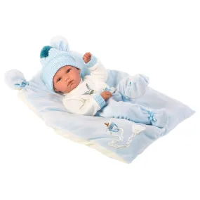 Llorens Doll: Newborn Boy with Light Blue Cushion: Bimbo 35cm
