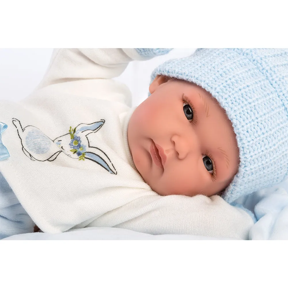Llorens Doll: Newborn Boy with Light Blue Cushion: Bimbo 35cm