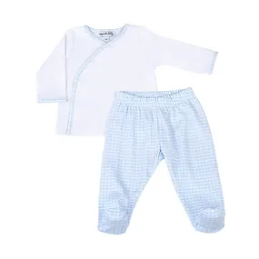Magnolia Baby Boys New Beginnings Blue Check Footed Pant Set