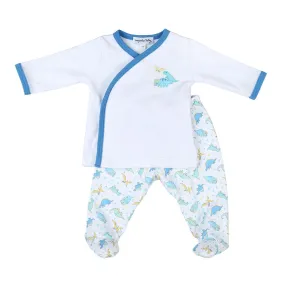 Magnolia Baby Dinoland Blue Printed X-Tee Footed Pant Set