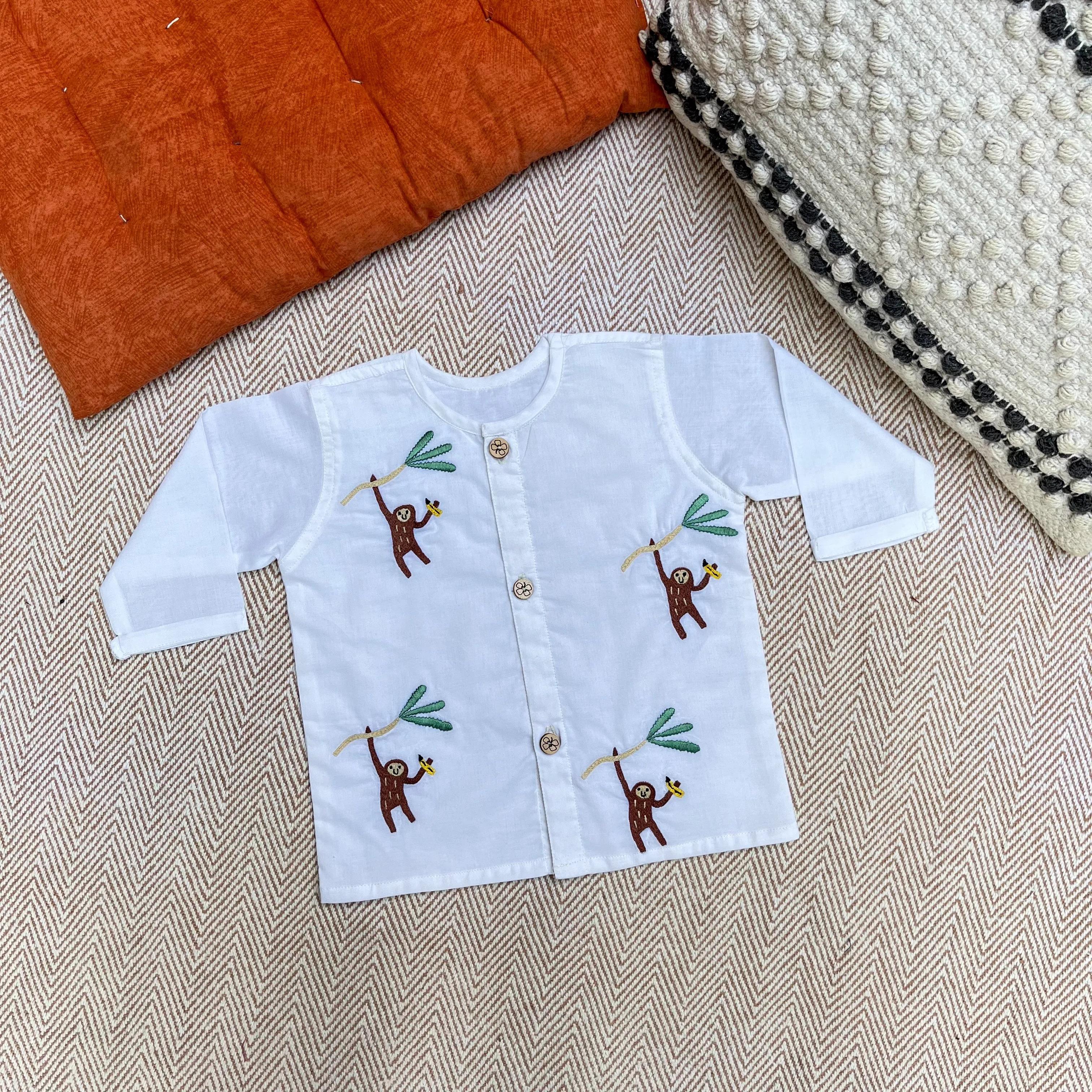 Monkey and Hen - Organic Cotton Full Sleeves Jhabla of Two