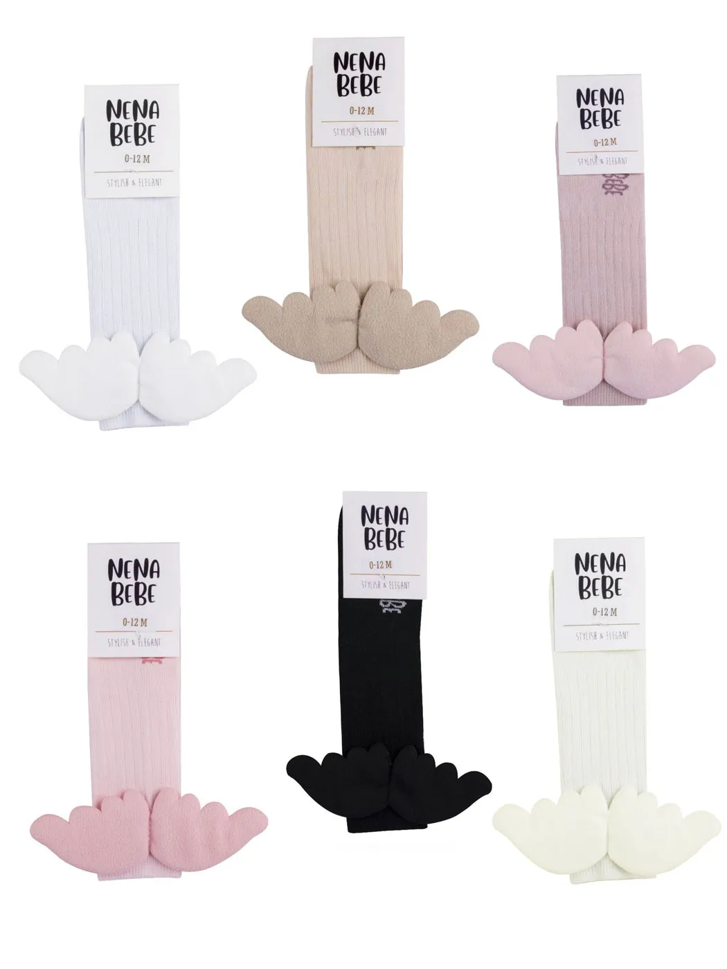 NENA BEBE Knee-high socks with wings-B5008 black