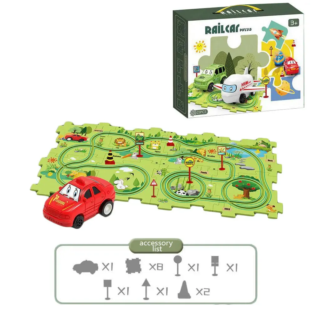 NEW Sensory PuzzleRacer Mini Railroad Car Educational Toys