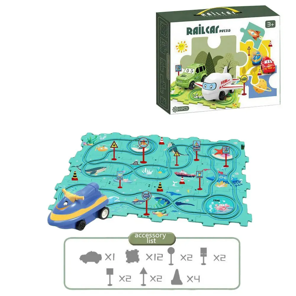 NEW Sensory PuzzleRacer Mini Railroad Car Educational Toys