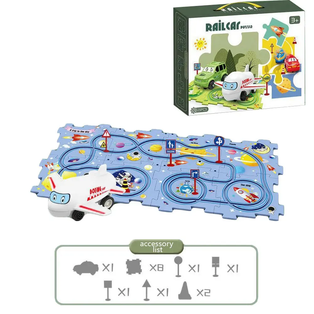 NEW Sensory PuzzleRacer Mini Railroad Car Educational Toys
