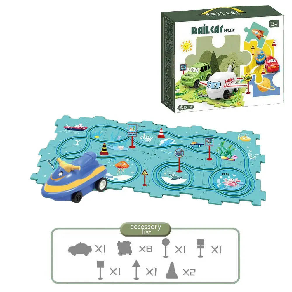 NEW Sensory PuzzleRacer Mini Railroad Car Educational Toys