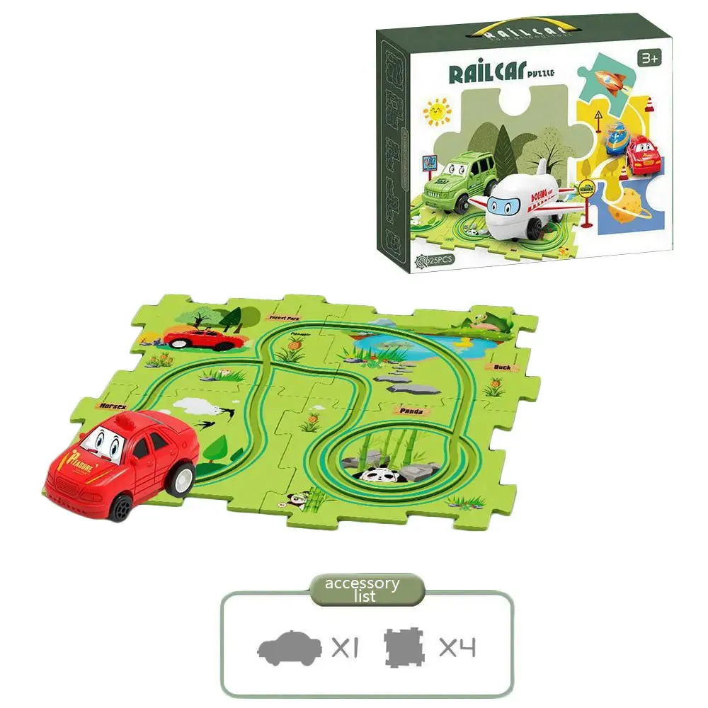 NEW Sensory PuzzleRacer Mini Railroad Car Educational Toys