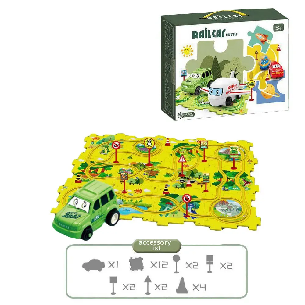 NEW Sensory PuzzleRacer Mini Railroad Car Educational Toys