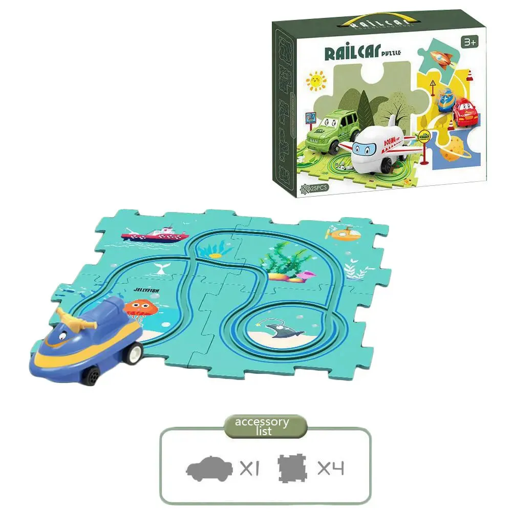NEW Sensory PuzzleRacer Mini Railroad Car Educational Toys
