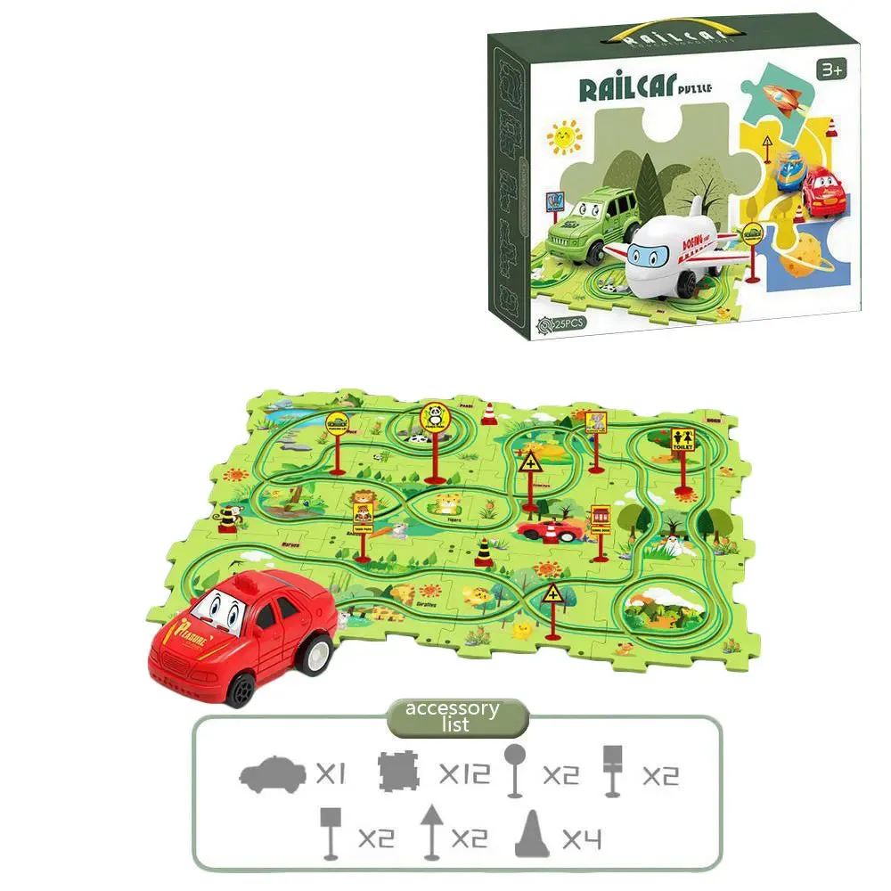 NEW Sensory PuzzleRacer Mini Railroad Car Educational Toys