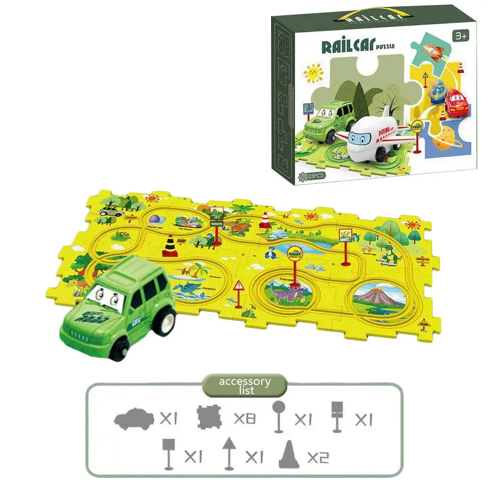 NEW Sensory PuzzleRacer Mini Railroad Car Educational Toys