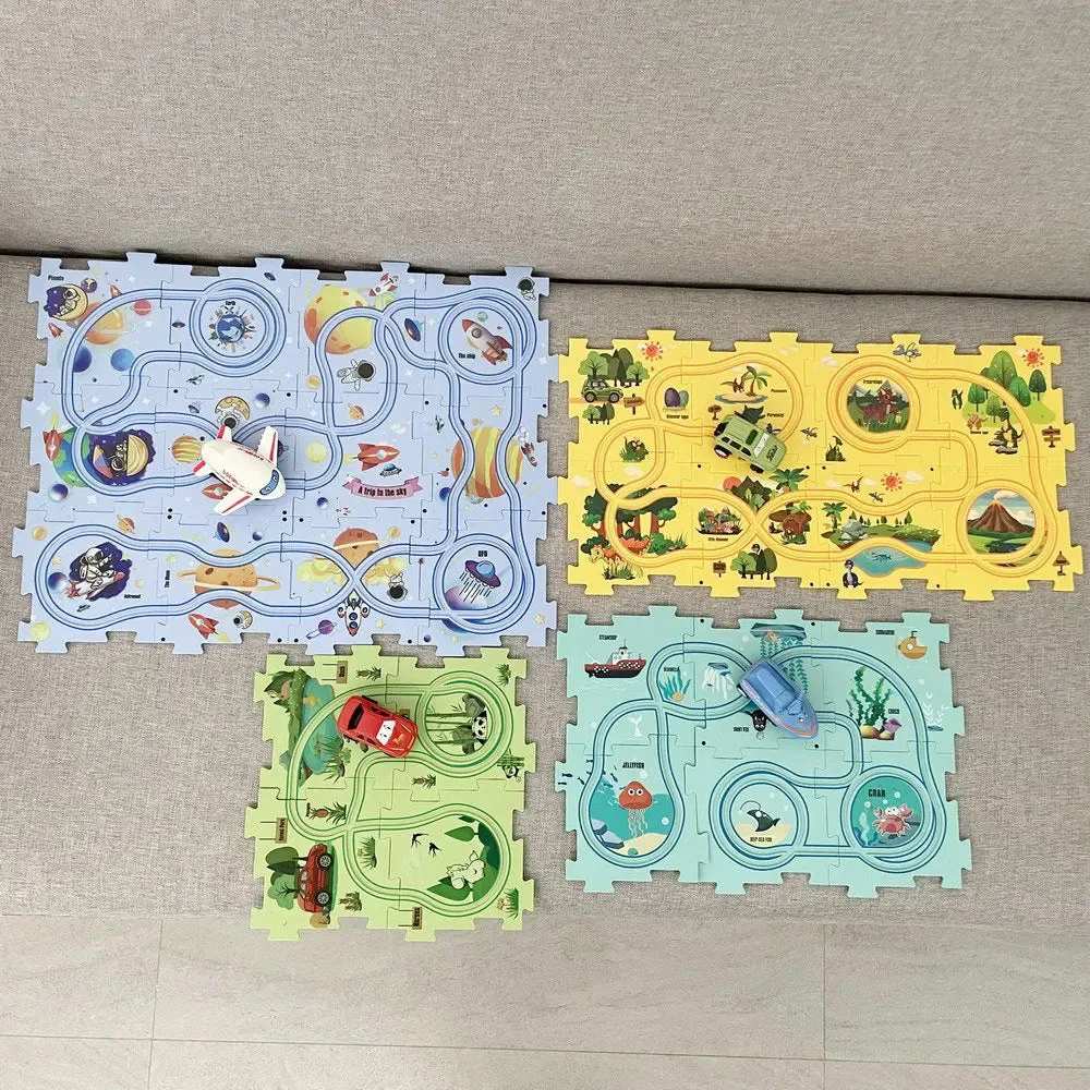 NEW Sensory PuzzleRacer Mini Railroad Car Educational Toys