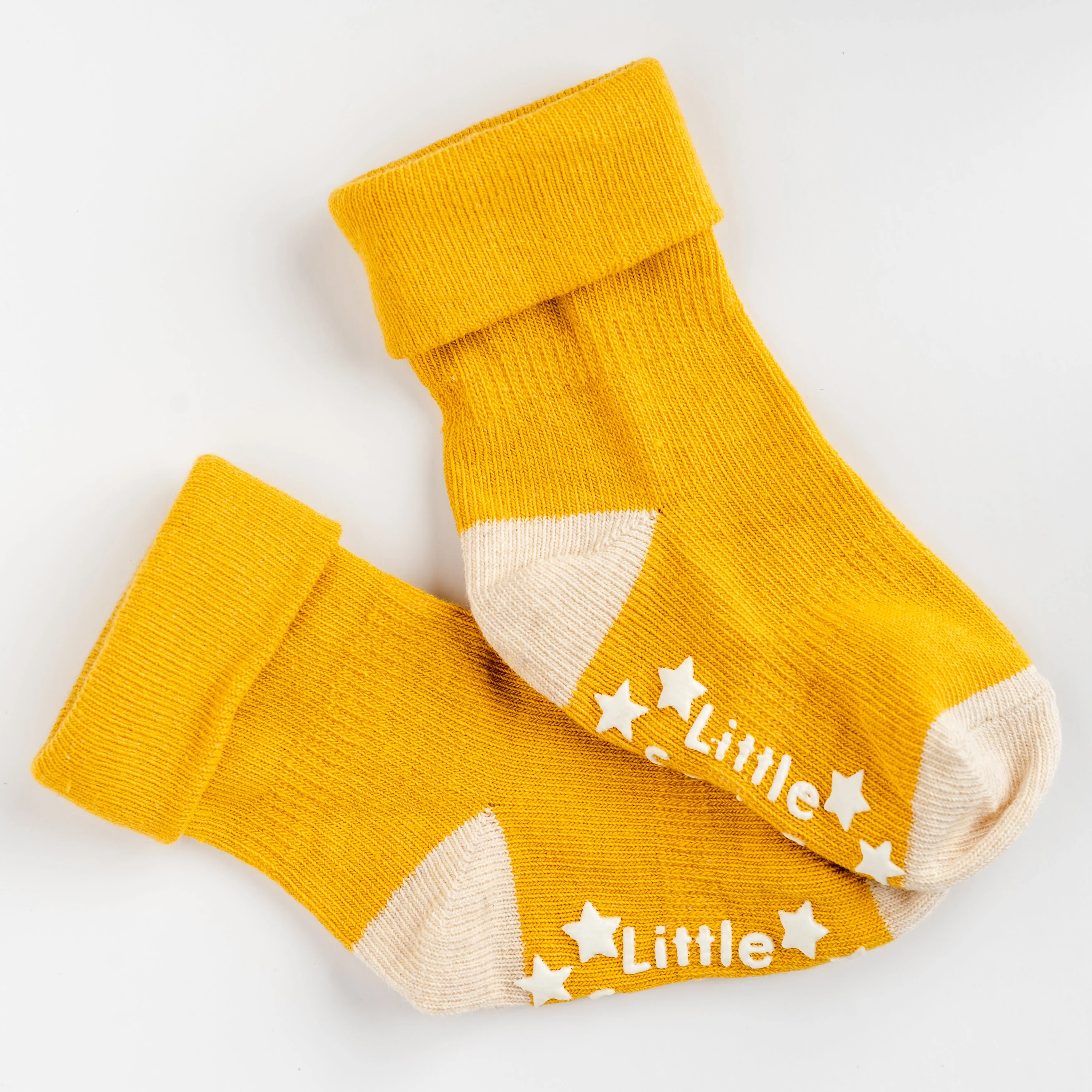 Non-Slip Stay On Socks in Mustard with Oatmeal