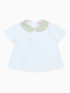 Olive Stripe Leo Baby Top