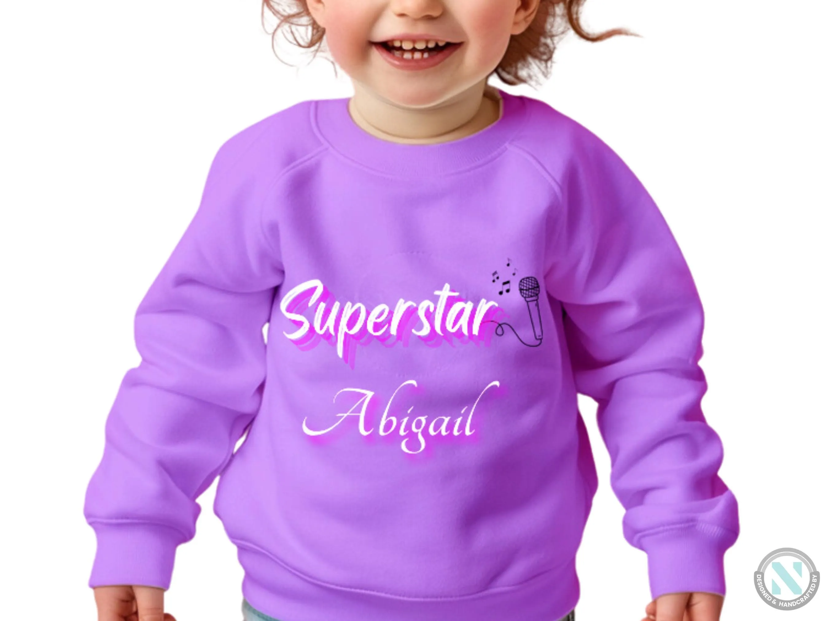 Personalized Name Toddler Girls Sweatshirt with Superstar Text