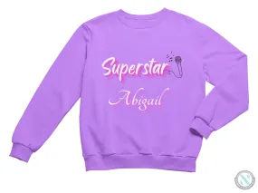 Personalized Name Toddler Girls Sweatshirt with Superstar Text