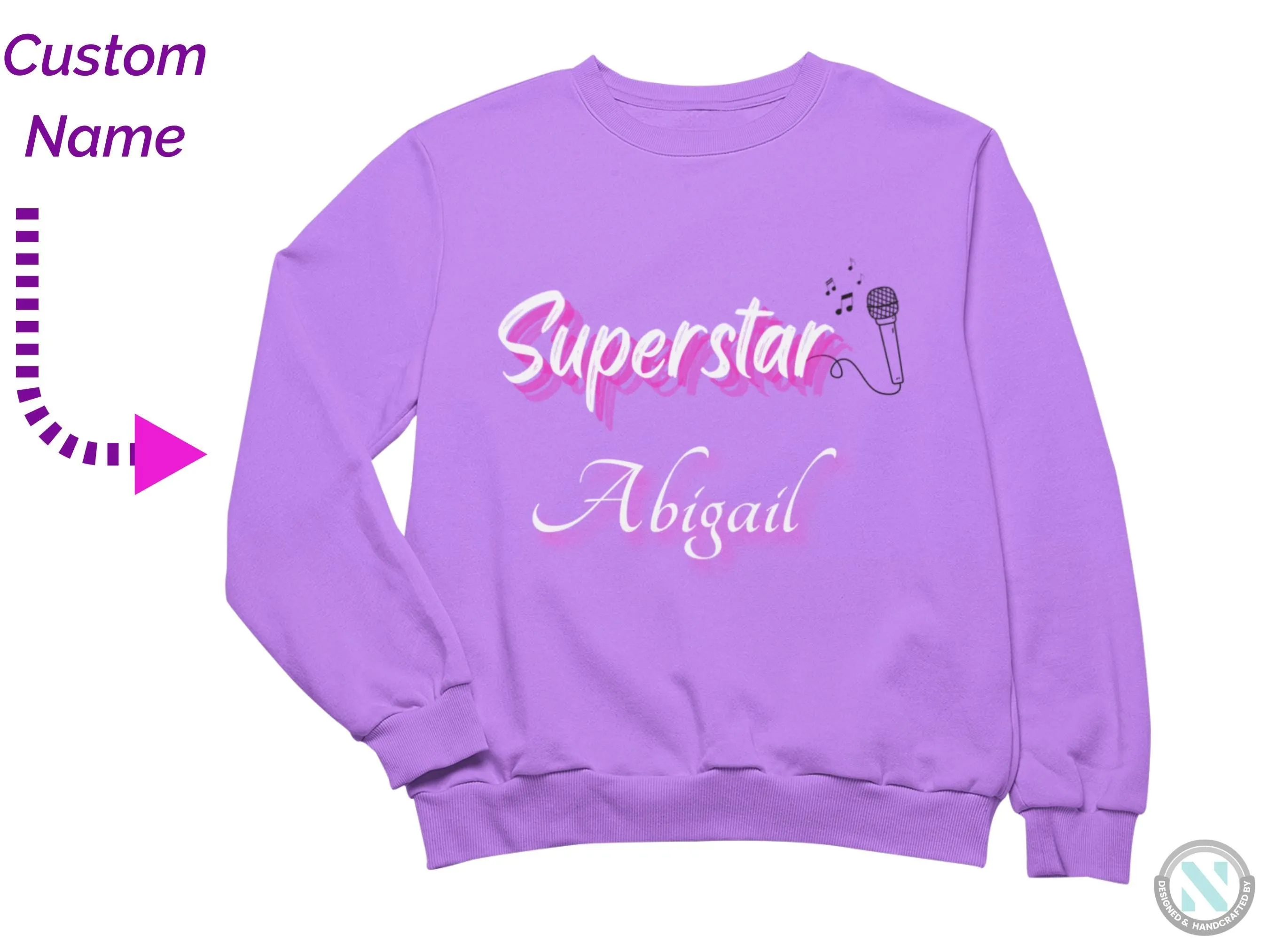 Personalized Name Toddler Girls Sweatshirt with Superstar Text