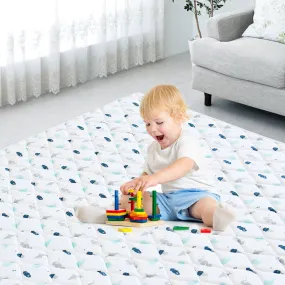 Premium Foam Baby Play Mat | Playpen Mat - Square 59'' x 59'', Thicker and Non-Toxic Crawling Mat for Infant & Toddler, White Ocean