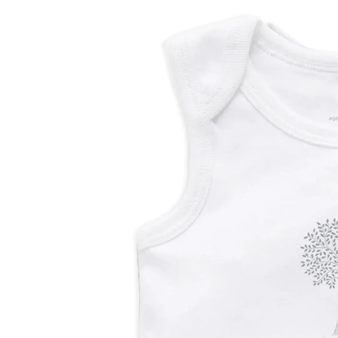 Purebaby 2 Pack Organic Singlet Bodysuit - Pale Grey Melange Print