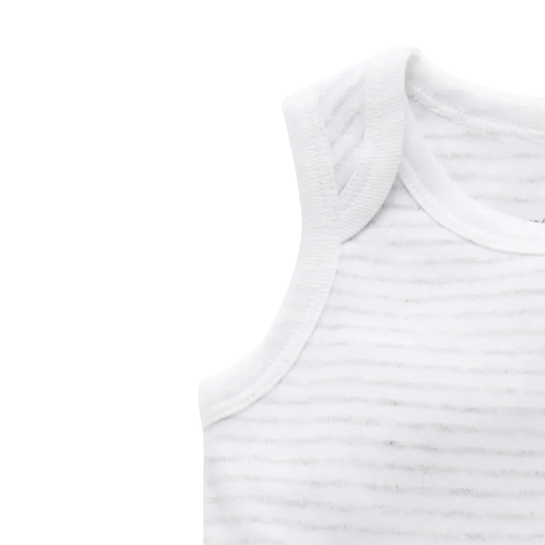 Purebaby 2 Pack Organic Singlet Bodysuit - Pale Grey Melange Print