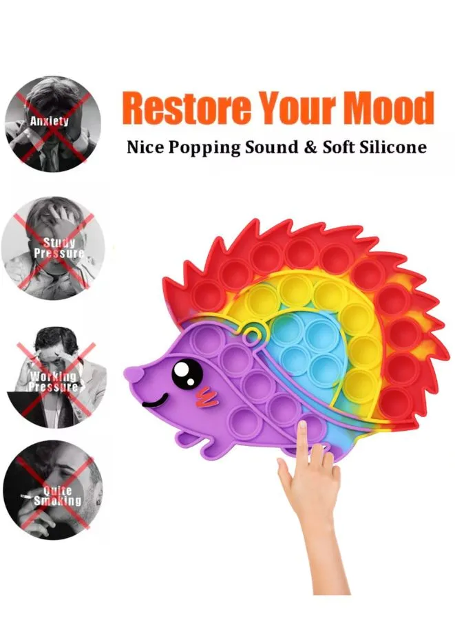 Push Pop Bubble Fidget Toy, Silicone Animal Sensory Squeeze Toy, Stress Relief, Anti-Anxiety, ADHD, Autism, Special Fidget Popper Gift for Kids and Adults, Hedgehog