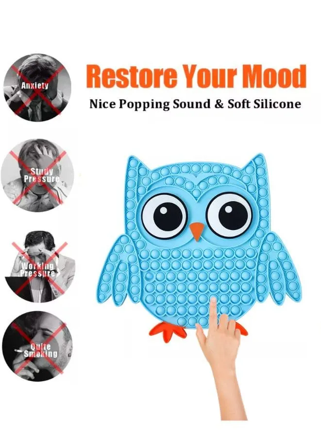 Push Pop Bubble Fidget Toy, Silicone Animal Sensory Squeeze Toy, Stress Relief, Anti-Anxiety, ADHD, Autism, Special Fidget Popper Gift for Kids and Adults, Owl