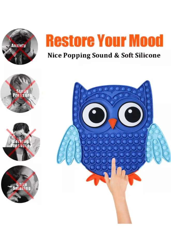 Push Pop Bubble Fidget Toy, Silicone Animal Sensory Squeeze Toy, Stress Relief, Anti-Anxiety, ADHD, Autism, Special Fidget Popper Gift for Kids and Adults, Owl