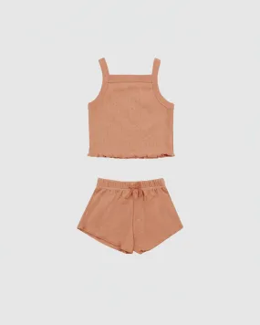 Quincy Mae Pointelle Tank and Shortie Set in Melon