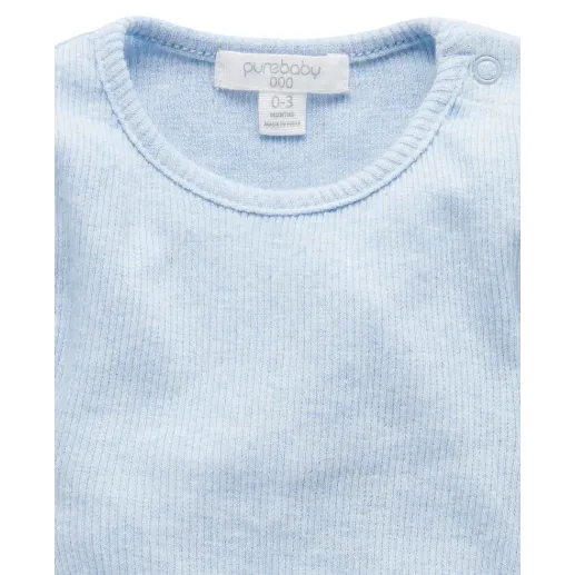 Ribbed Bodysuit Long Sleeve - Pale Blue Melange