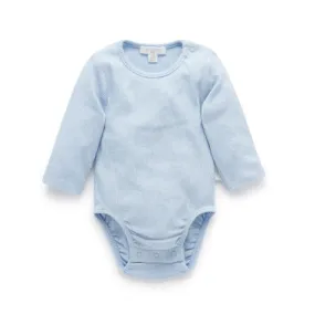 Ribbed Bodysuit Long Sleeve - Pale Blue Melange