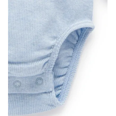 Ribbed Bodysuit Long Sleeve - Pale Blue Melange