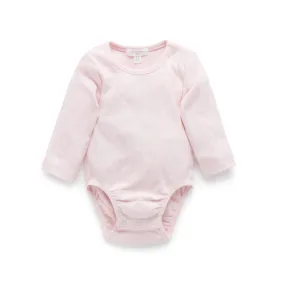 Ribbed Bodysuit Long Sleeve - Pale Pink Melange