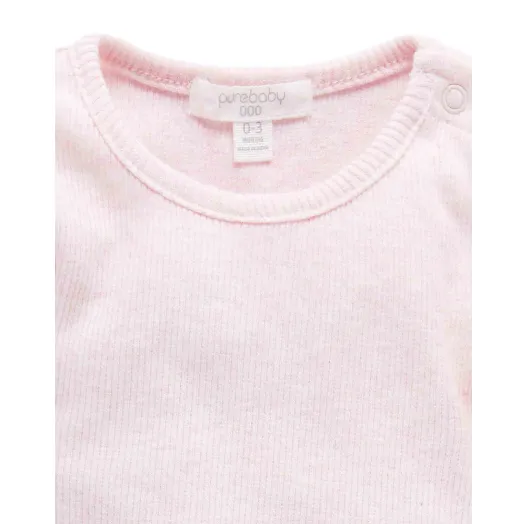 Ribbed Bodysuit Long Sleeve - Pale Pink Melange