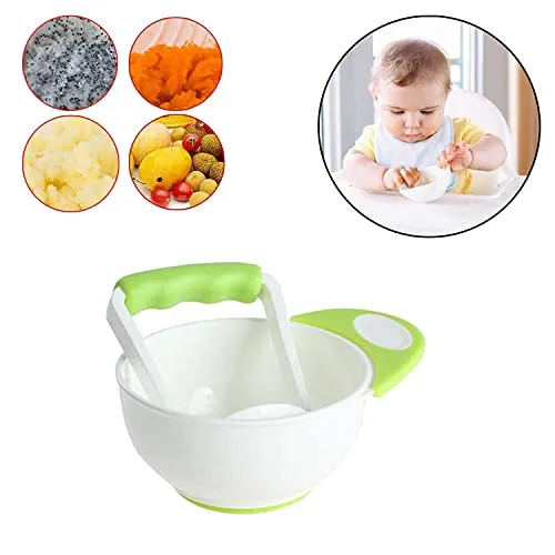 Safe-O-Kid- Grinding Feeding Bowl, Portable Masher/Serving Bowl- Green