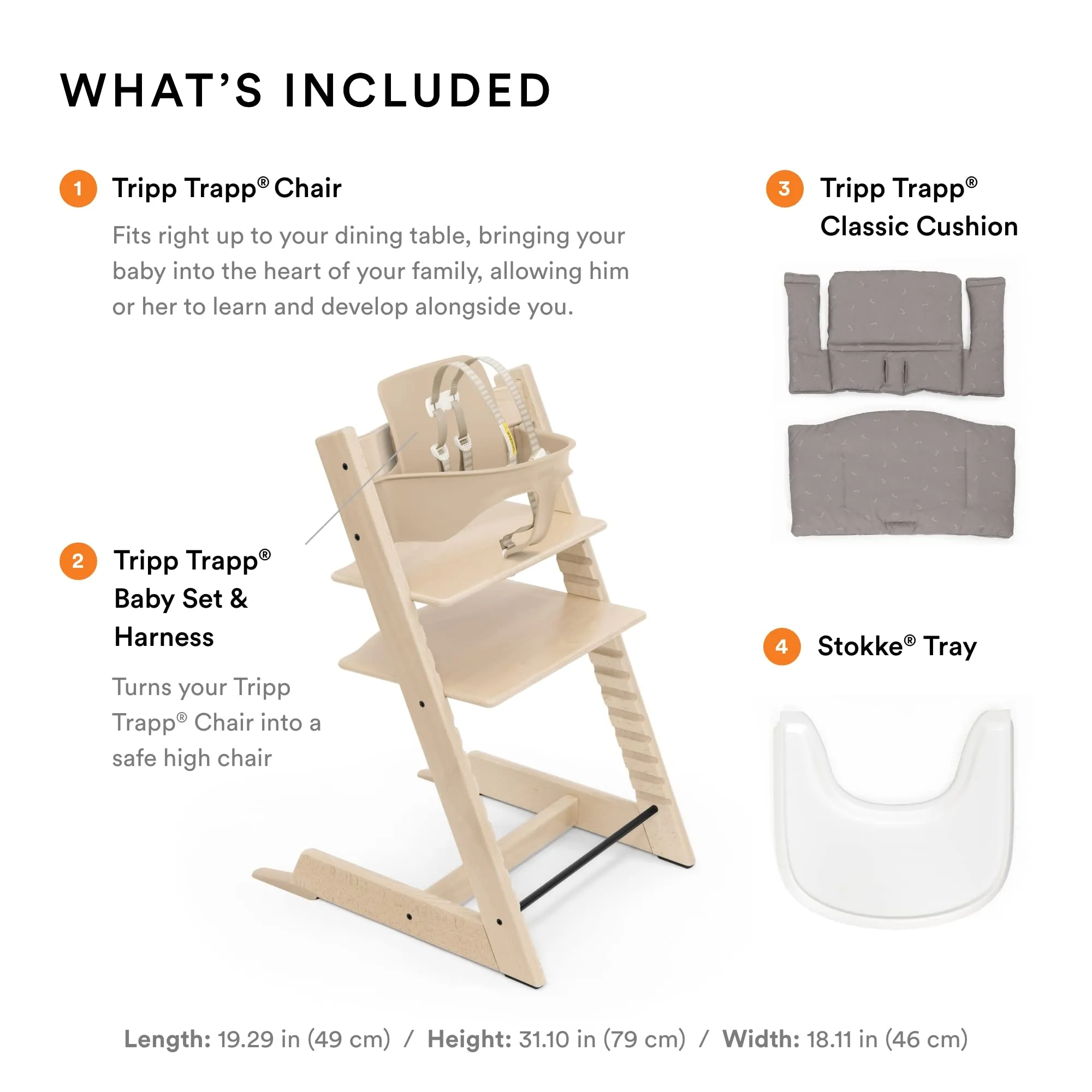 Stokke: Tripp Trapp Adjustable Chair with Cushion - Convertible, Comfortable & Ergonomic